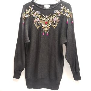 Vintage VICTORIA JONES Beaded Pullover Sweater